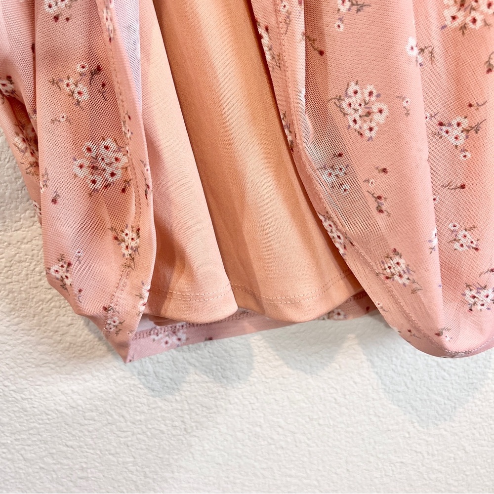 Forever 21 Floral Lace Trim Cami Slip Dress Pink Mini S Coquette Feminine - Picture 4 of 10